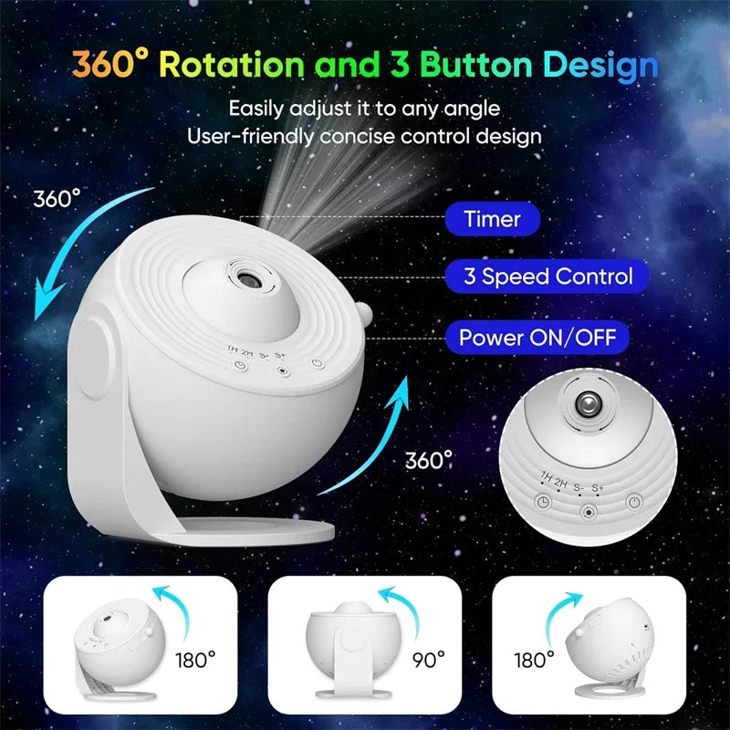 LED Night Light Galaxy Projector Starry Sky Projector 360° Rotate Planetarium Night Lamp For Room Decorative Children Kids Gift Vue