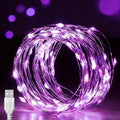 Fairy String Lights 20m 200LEDs Copper USB Powered String Light Waterproof Twinkle String Lights for Bedroom Christmas Party De Vue Purple Light 2M 20LEDs-1pcs