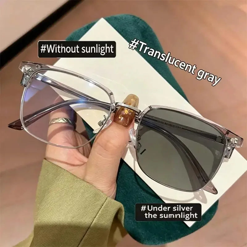 Photochromic Square Half Frame Reading Glasses | Blue Light Block Reading Glasses Vue C