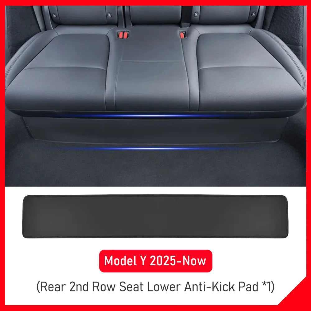 Threshold Anti-Dirty Leather Mat for Tesla Model Y Juniper 2026 2025 Rear Seat Under Protector Pads 2nd Row Seat Lower Protector Vue