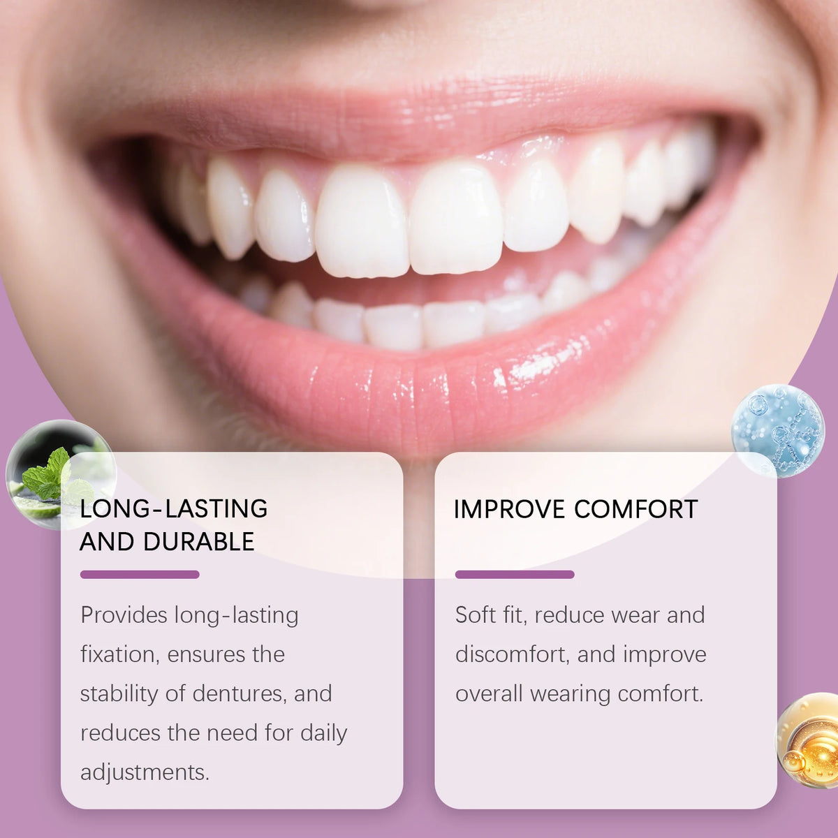 Denture Adhesive, Comfort Care, All-Day Secure Hold, Beautiful Smile Enhancement, Easy to Apply & Long-Lasting, Safe for Daily U Vue
