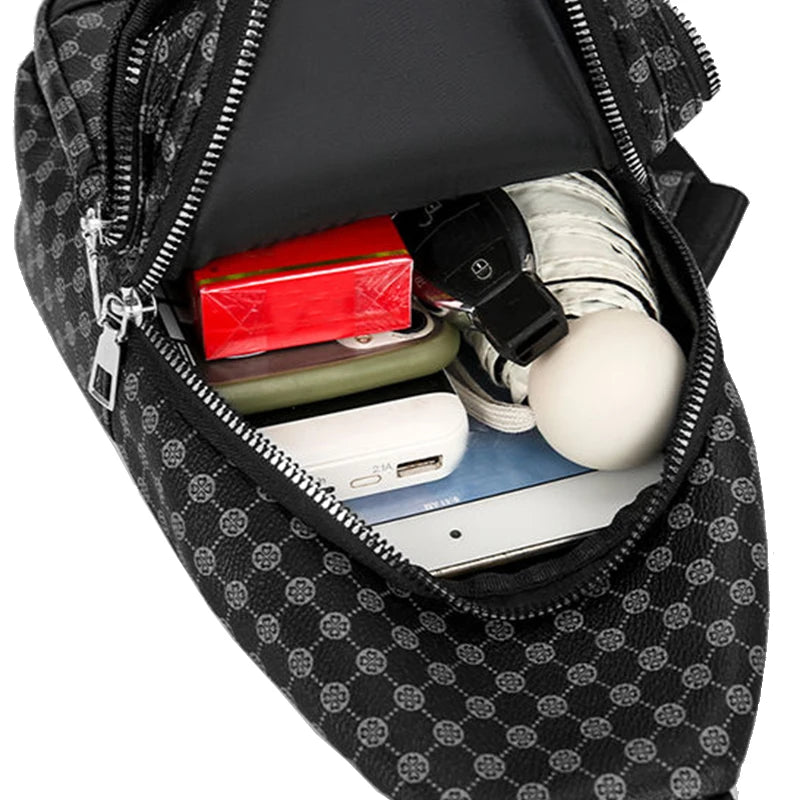 Neutral Functional Chest Bag Women Men Patchwork Dot Design Suitable