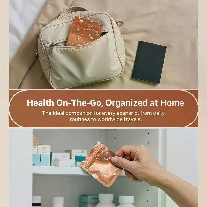 Travel Medicine Storage Secure Reusable Pill Pouch Set Light-proof for Easy Organization Vue