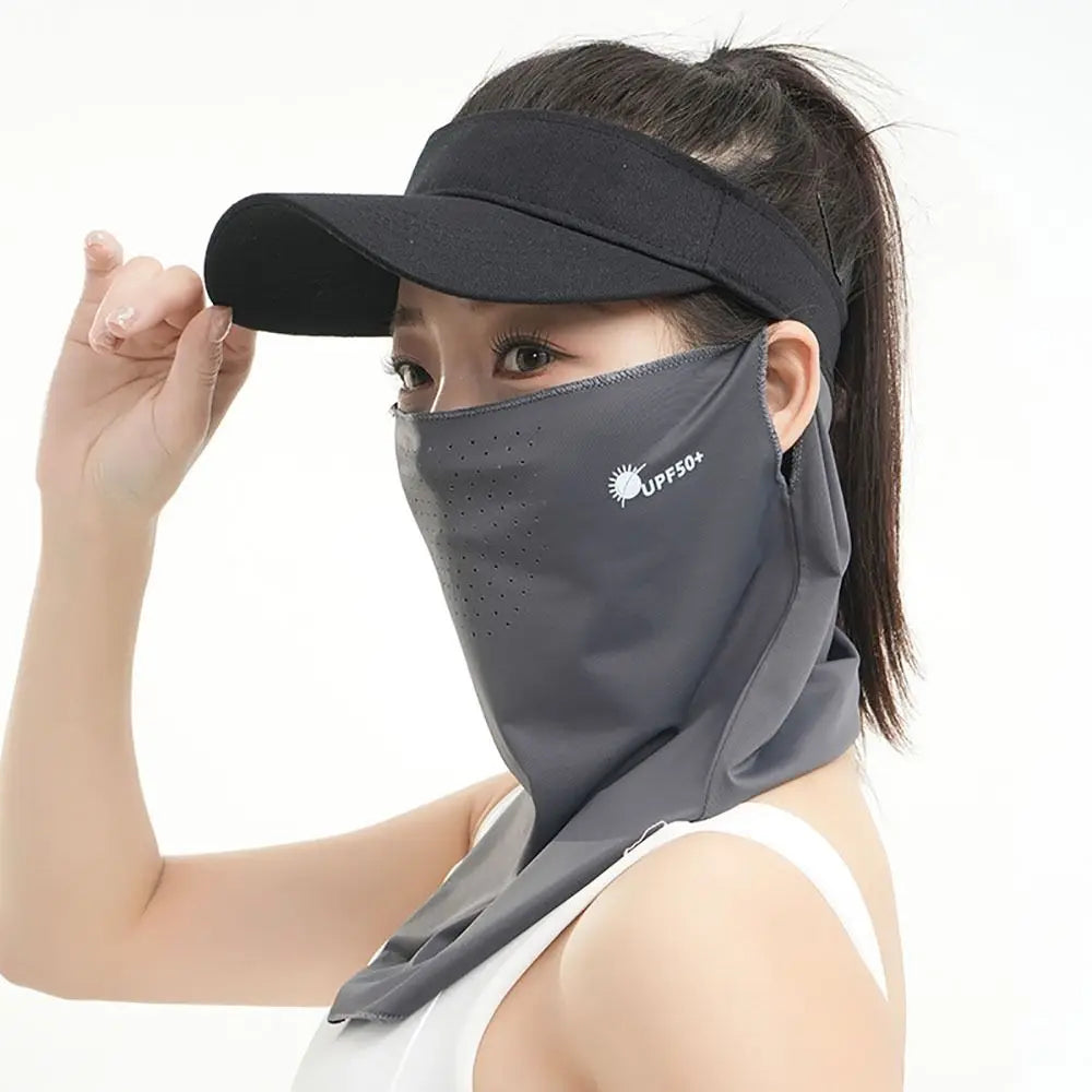 Durable UV Protection Sunscreen Face Veil Breathable Sunshade Ice Vue Dark Gray
