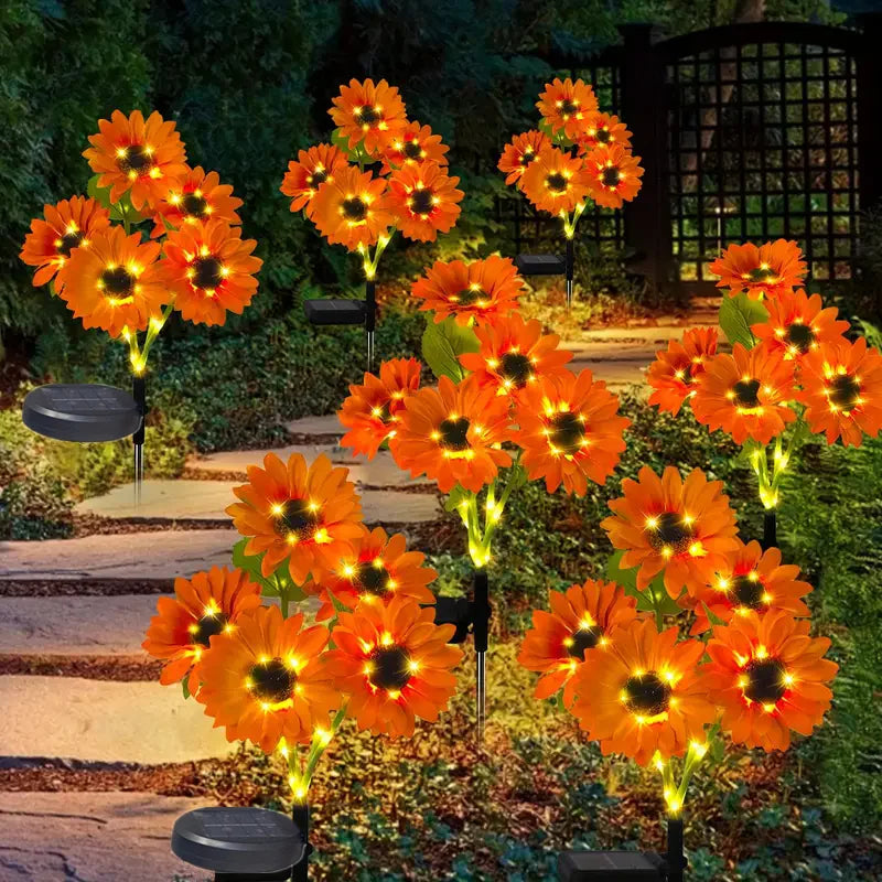 Pink Sunflower Solar-Powered LED Yard Lights Garden Decor Lamp Waterproof Outdoor Floral Ambiance Lawn Lighting 1063 Vue