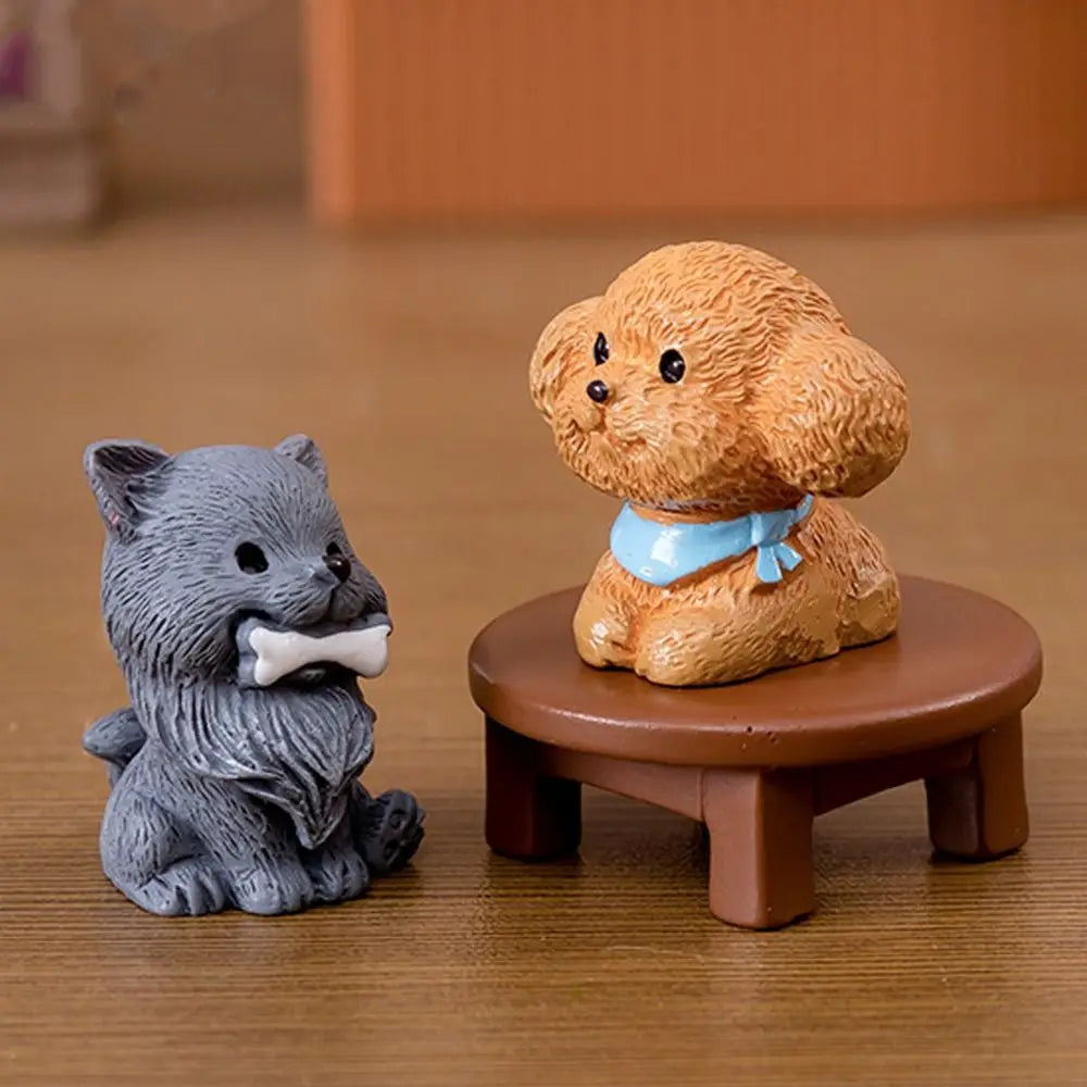 Resin Cute Dog Figurines Miniatures Handmade Realistic Micro Landscape Ornaments Cartoon Funny Animal Figurines Balcony Vue