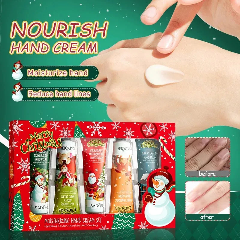5-Piece Sadoer Christmas Hand Cream Set Moisturizing and Nourishing Whitening and Hydrating Anti-Aging Hand Care Products Vue