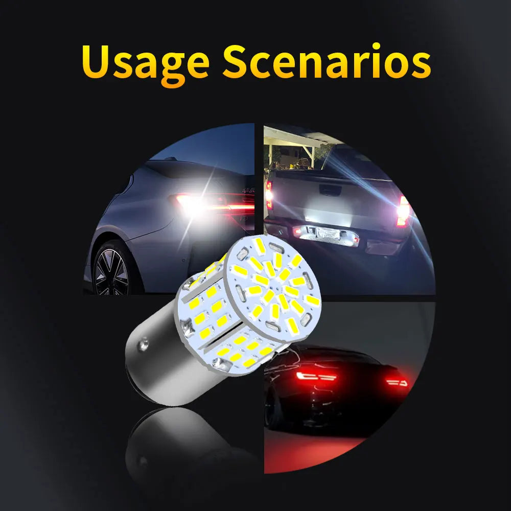 2PCS Ultra Bright LED Brake Stop Reversing 1156 BA15S P21W S25 G18 1157 BAY15D P21/7W 12V Plug and Play Car Lights Turn Signals Vue