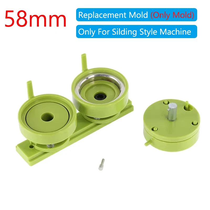 25/32/37/44/58/75mm DIY Combination Badge Button Maker Machine Sliding Style Badge Button Machine Host Replacement Badge Mold Vue Only 58mm Mold