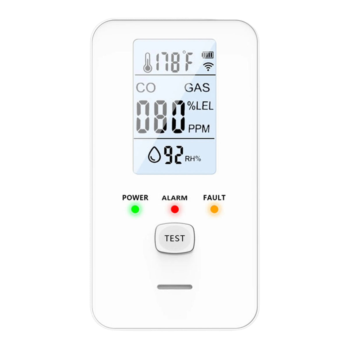 4-in-1 CO2 & Gas Detector with LCD Display | ALLOET Gas & Air Quality Detector Vue white China Mainland US Plug