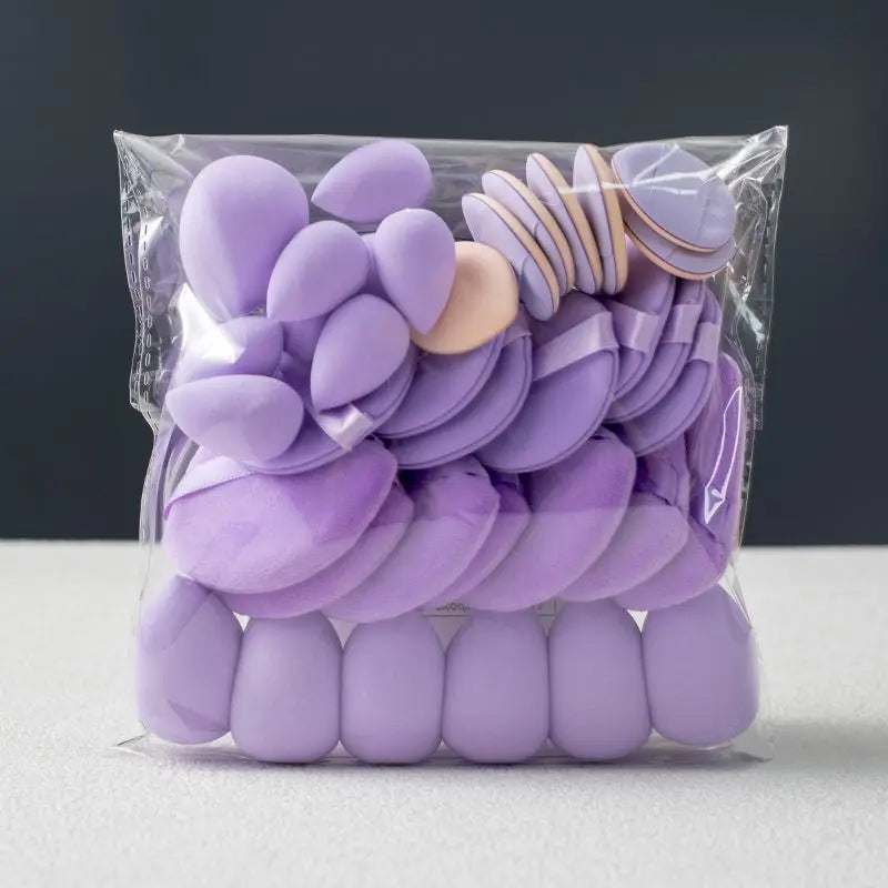 35Pcs Makeup Sponge Cosmetic Puff Foundation Sponges Blender Beauty Egg Powder Puffs Make Up Accessories Women Makeup Tools Vue Purple
