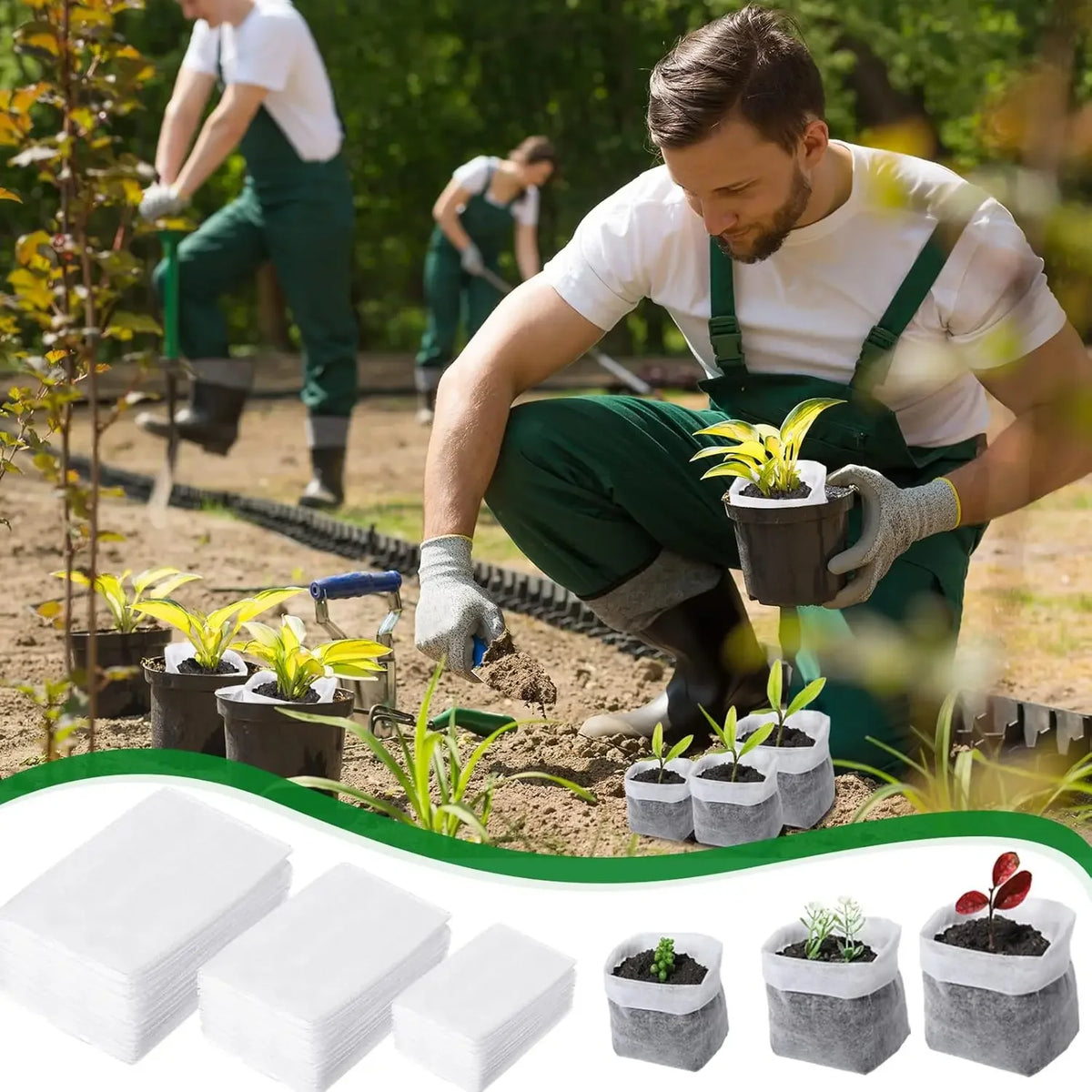 100-1000PCS Eco Friendly Seedling Bags Degradable Flat Mouth Planting Grow Bags for Vegetable Flower Tree Home Garden Nursery Vue