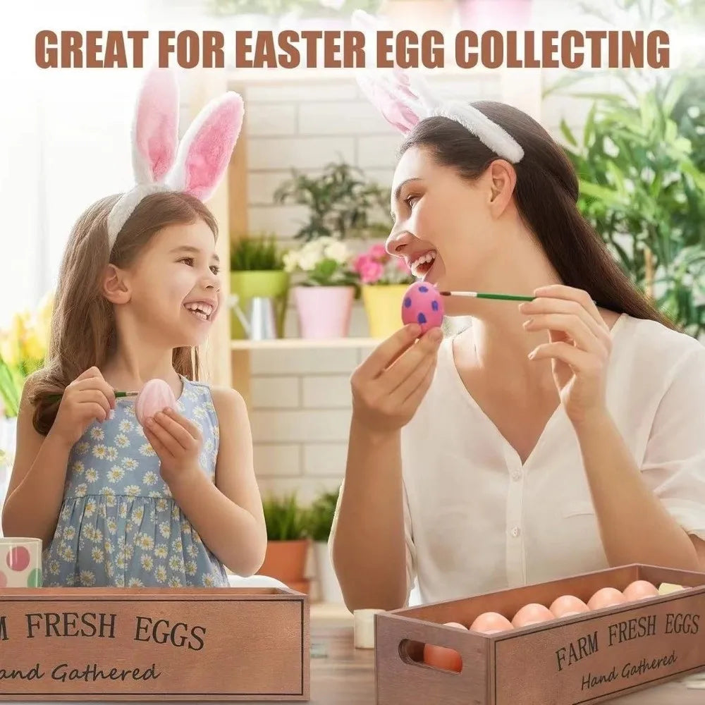 Open-Top Lid Wood Egg Case Rustic Large Capacity Egg Storage Box Wooden Space Saving Egg Display Crates Kitchen Organizer Vue