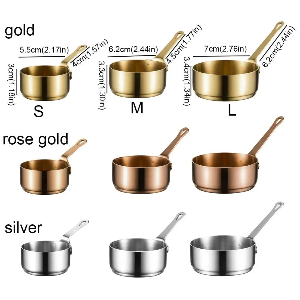 Multifunction Stainless Steel Sauce Cup with Handle 50/80/100ML Seasoning Bowl Non-rust Mini Sauce Pan Gravy Vue