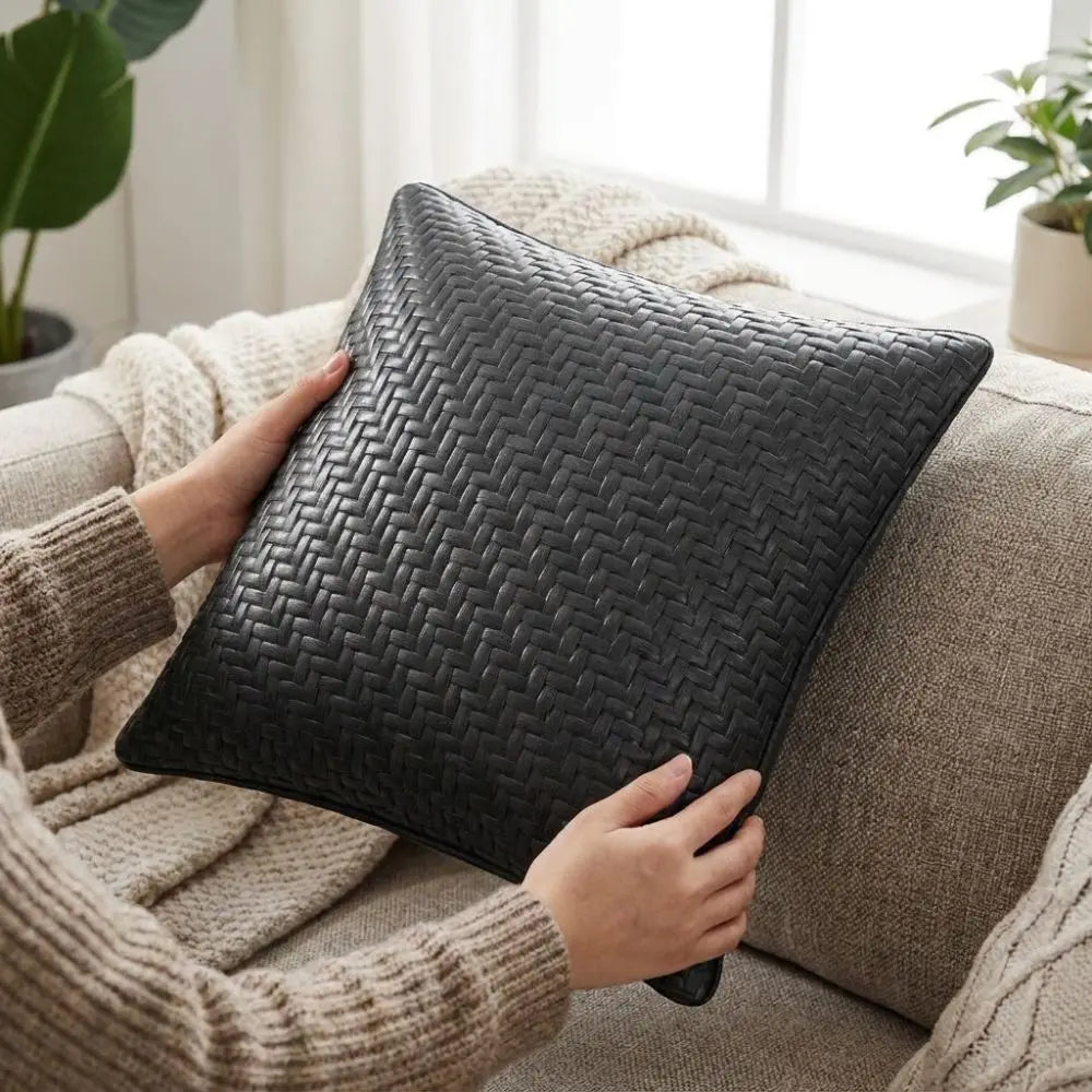 Imitation Rattan Weaving Summer Cooling Pillow Covers Solid Color Skin-friendly Ice Mat Pillow Covers Chinese Style Detachable Vue