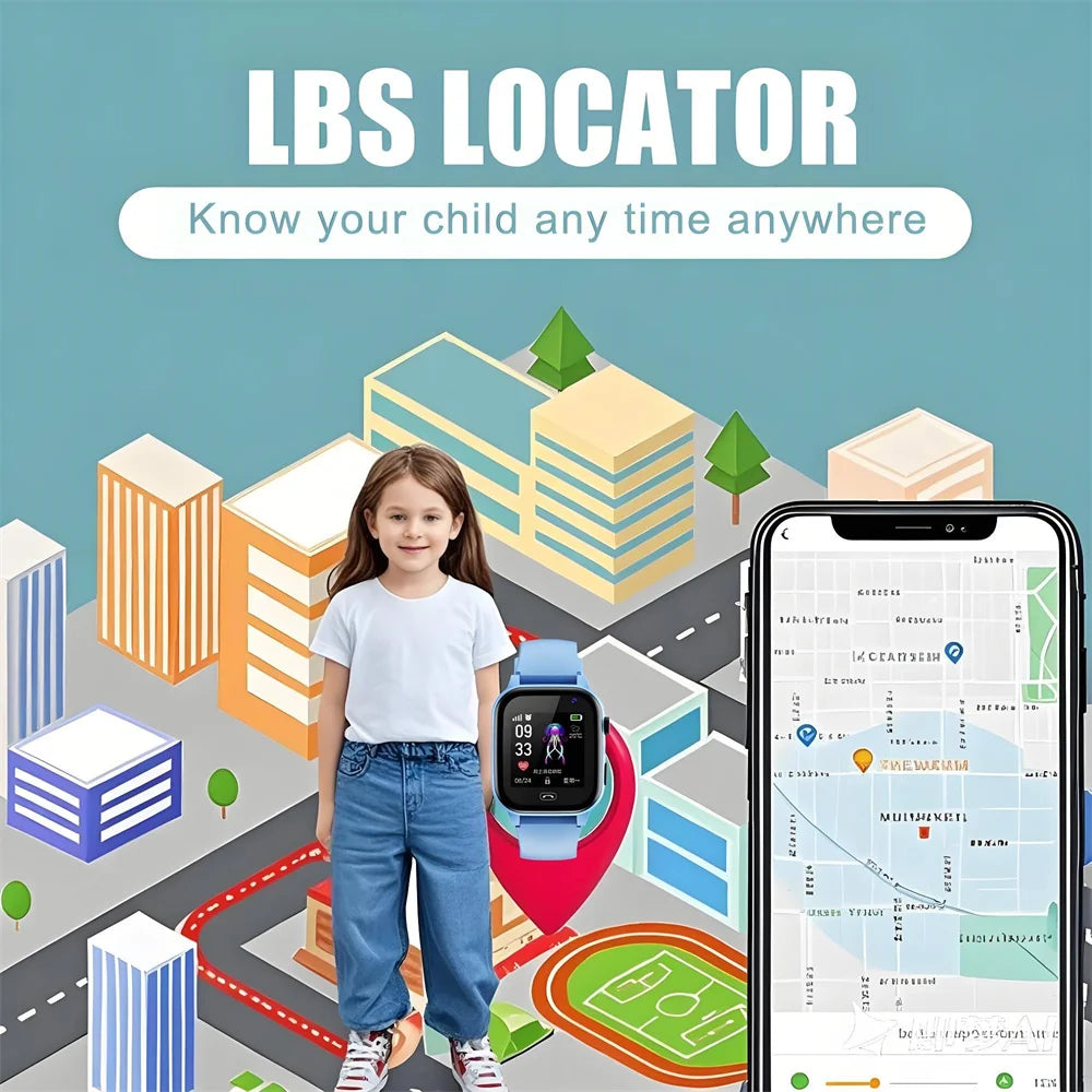 Kids Smart Watch GPS Tracker Location Position SOS Flashlight Phone Call Camera Children Smartwatch Boys Girls Birthday Gifts Vue