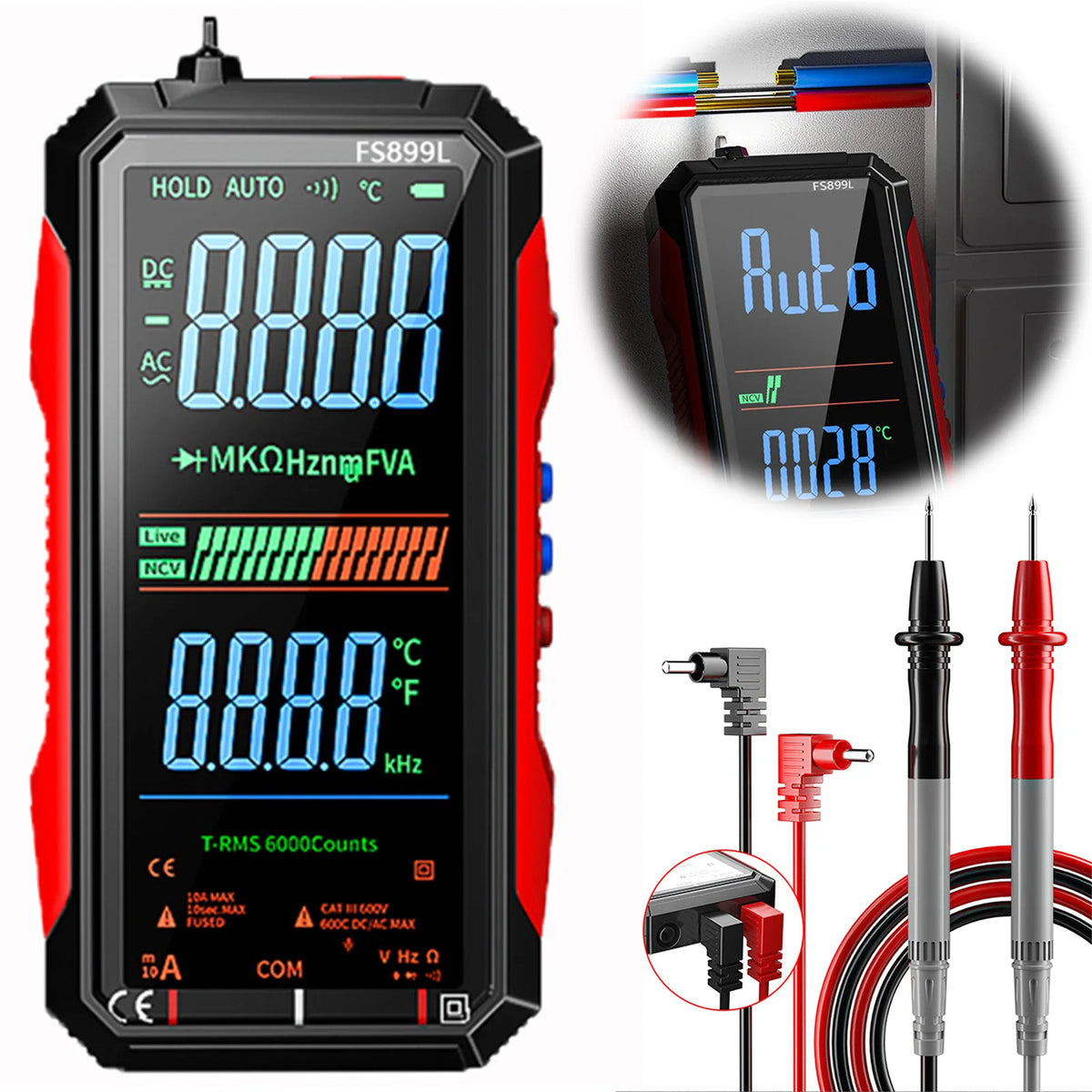 Smart Digital Multimeter 6000 Counts True RMS USB-C Rechargeable Digital Multimeter Vue China Mainland