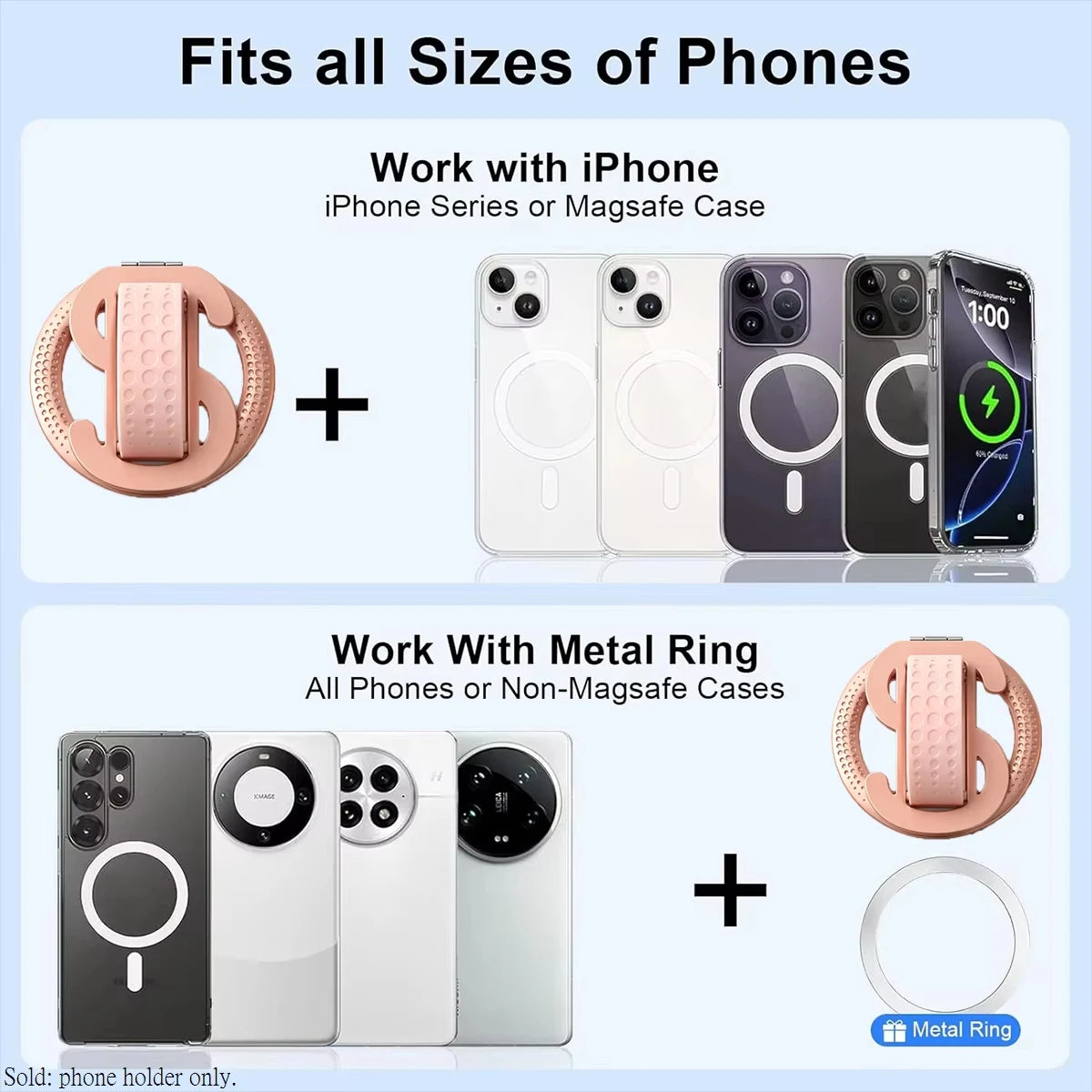 Magnetic Ring iPhone Holder For MagSafe Grip Simplicity Rotation for Phone Foldable Bracket Vue