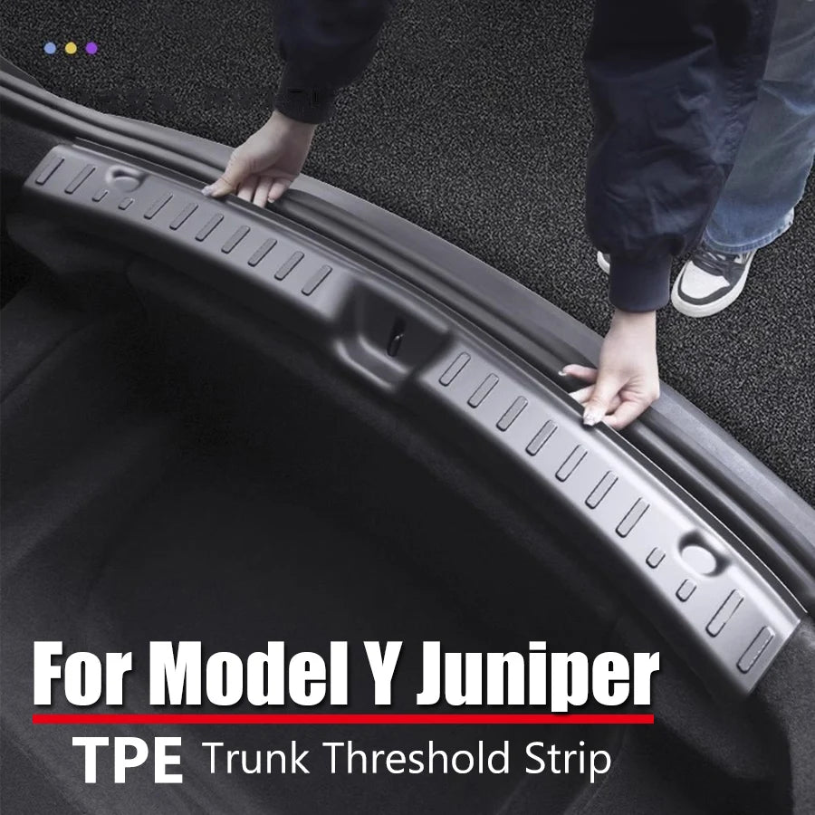 For TeslaModel Y Juniper 2025 2026 Trunk Sill Protector Organizer Anti-scratch Cargo Mat Threshold Strip Trim Protection Guard Vue