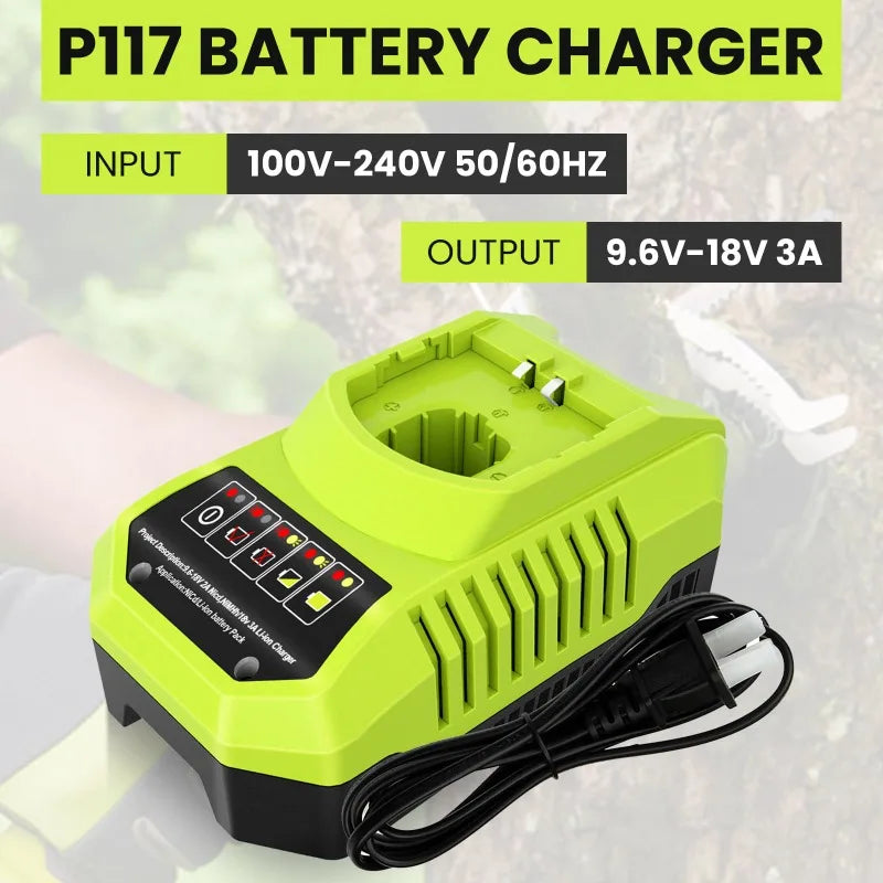 P117 Lithium-ion Battery Fast Charger Portable Battery Charger for RYOBI 19.6–18V Batteries Power Tool Battery Charging Station Vue