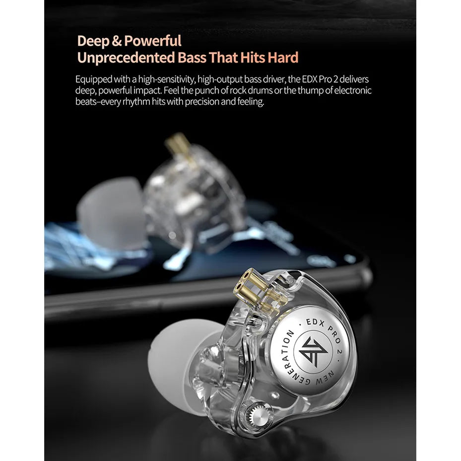 KZ EDX Pro 2 Wired In-Ear Hi-Fi Earbuds | Dynamic Driver Wired In-Ear Earbuds Vue
