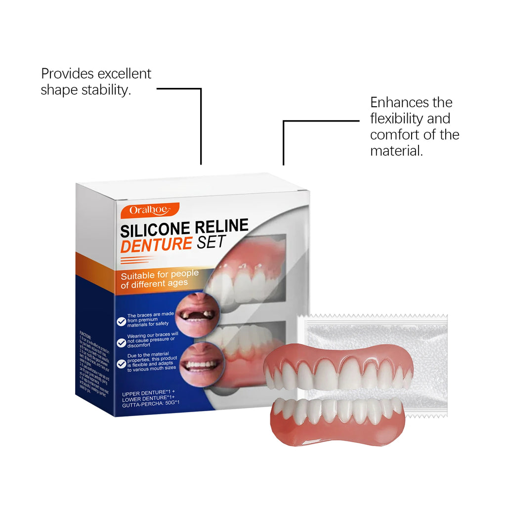Silicone Denture Set Temporary Orthodontic Simulation Dental Braces Retainer Fake Tooth Straightener Alignment Oral Hygiene Care Vue