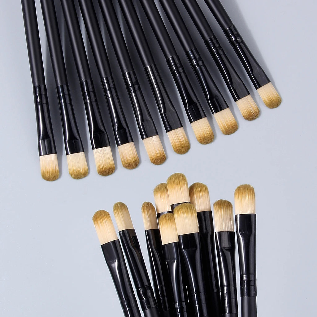 Hot Sale 10PCS Flat Eye Shadow Brushes, Black Handle Soft Bristle Eyeshadow Applicator Brushes for Beginner Eye Makeup Vue