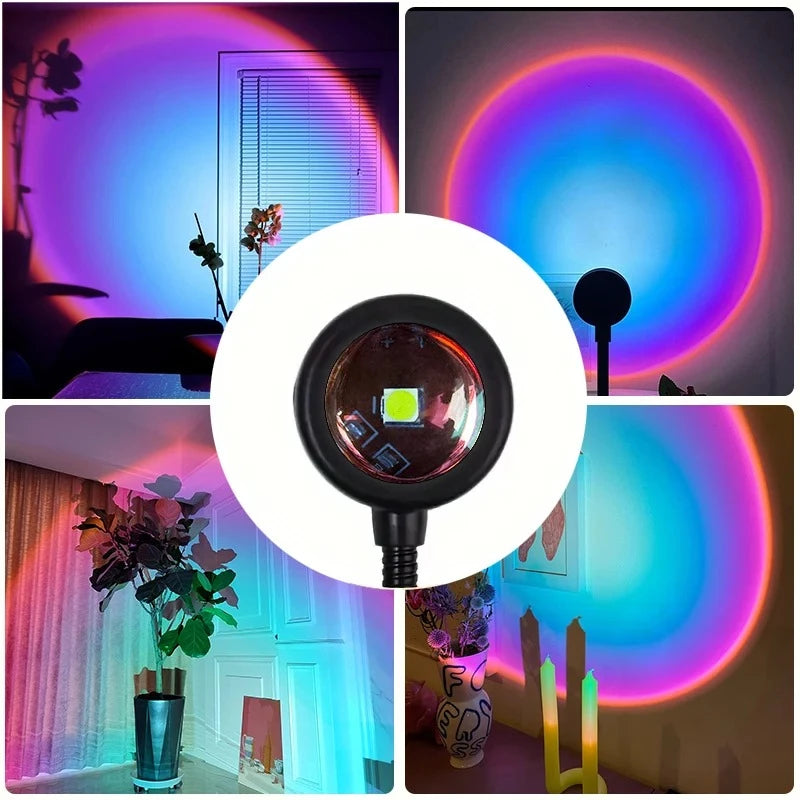 Rainbow Projection Lamp, USB Decorative Sunset Atmosphere Lamp, Multi-angle Rotatable, Suitable for Home Living Room and Bedroom Vue