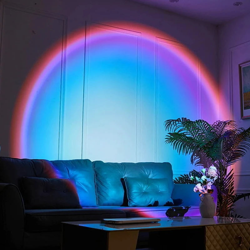 Rainbow Projection Lamp, USB Decorative Sunset Atmosphere Lamp, Multi-angle Rotatable, Suitable for Home Living Room and Bedroom Vue