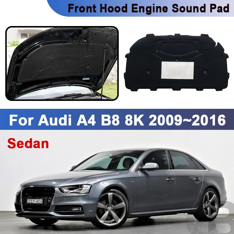 Front Hood Engine Mat Pad For Audi A4 B8 8K MK4 2009~2016 Thermal Sound Insulation Flame Retardant 2010 2011 2012 2013 2014 2015 Vue