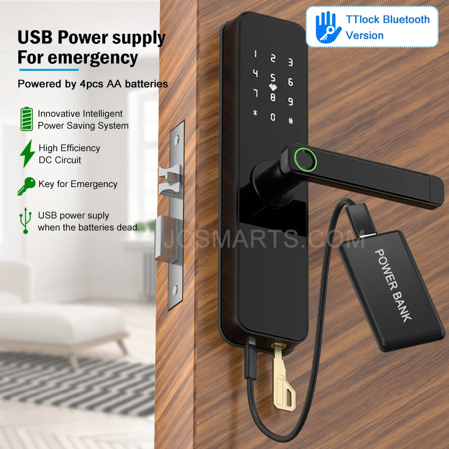 Cerradura Inteligente Biometric Smart Lock Keyless TTlock Bluetooth Electronic Smart Door Lock for Apartments Vue