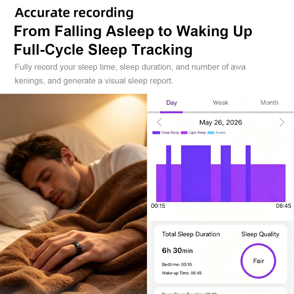 IP68 Waterproof Ceramic NFC Smart Ring Door Access Control Sleep Sports Health Tracking Minimalist Wearable Smartlife Key Ring Vue