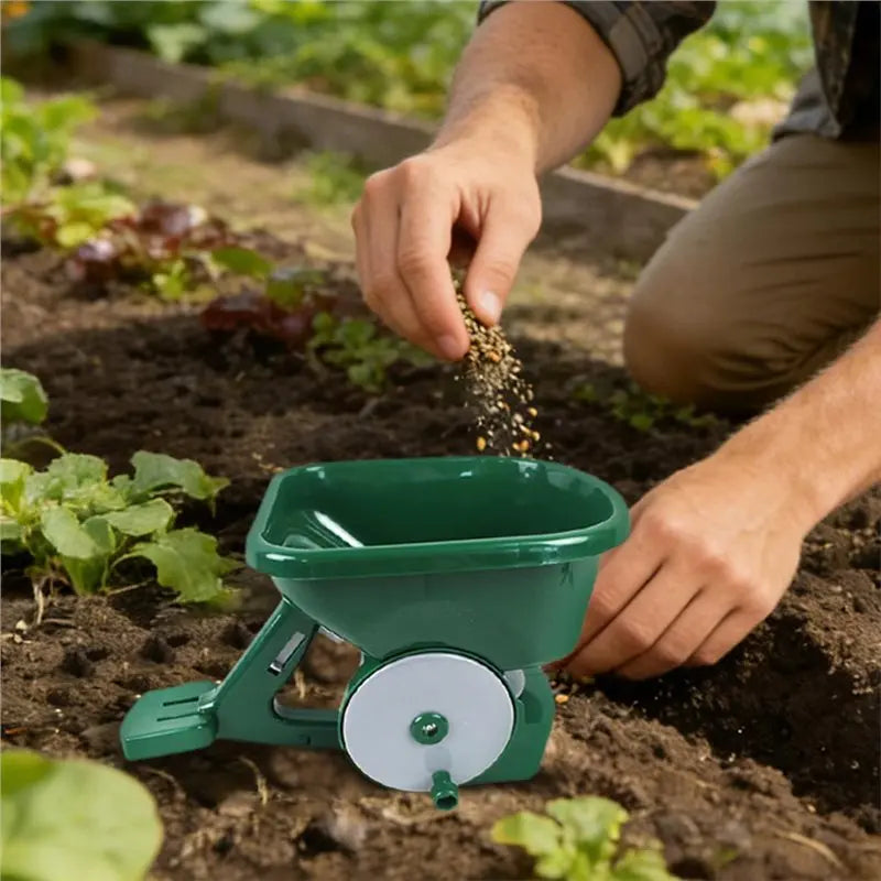 ABKW-Gardening Manual Seeder 3L Capacity With 5 Gears Adjustable For Sowing Fertilizing Melting Snow Seed Spreader Vue