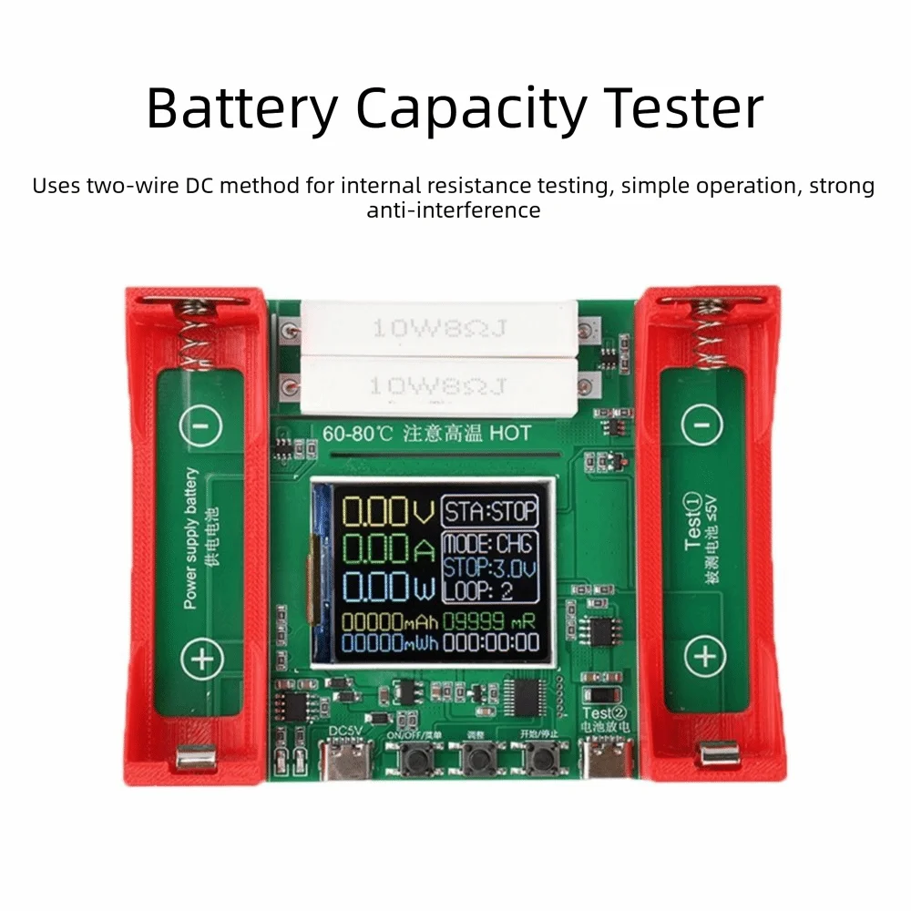 Type-C Interface Battery Capacity Tester Cycle Detector Tester Internal Resistance Tester Automatic Charge Discharge Vue