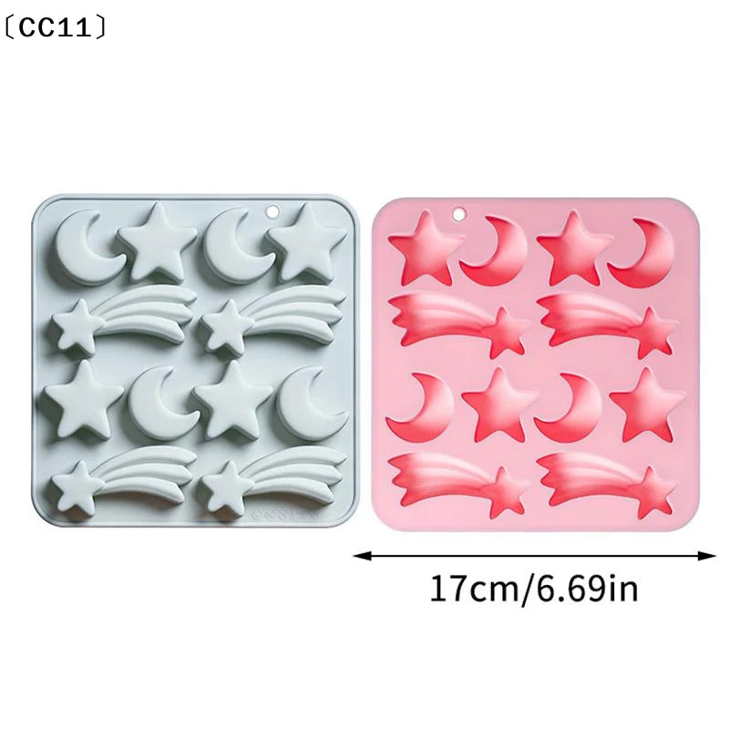 12 Cavity Five-pointed Star Silicone Molds 3d Moon, Meteor, Fondant Candy Chocolate Mould Ice Grid Mold Cake Decor〔CC11〕 Vue