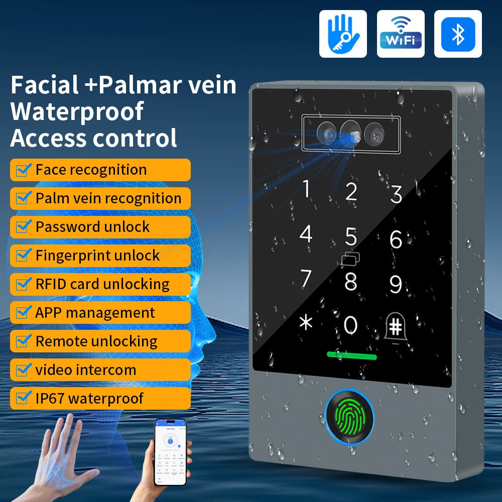 TTLOCK Home Security Visual Intercom Face Recognition Fingerprint WiFi Intelligent 13.5Hz Waterproof IP67 Access Control Vue