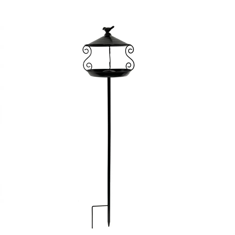 Weatherproof Standing Bird Feeder Iron Art Large Capacity Wild Feeding Station Anti-leakage Retro Style Bird Water Drinker Vue Black