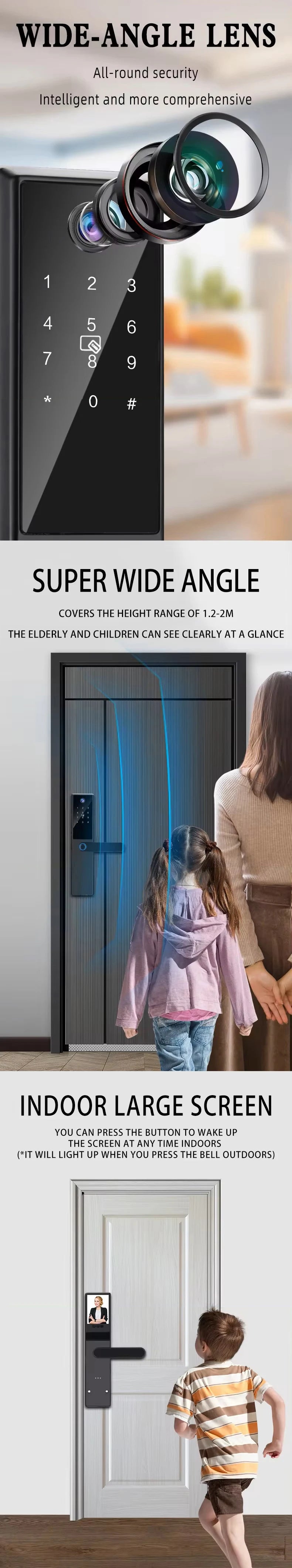 Tuya App Fingerprint Door Lock Code Card Key Touch Screen Smart Door Lock Security Digital Electronic Lock For Home Vue