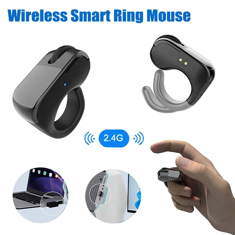 Ring Mouse Rechargeable Mini Light Weight Bluetooth 2.4G Dual-Mode Wide Compatible Remote Control Selfie Scan Short Video Speech Vue