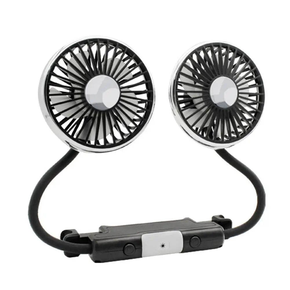 Car Double-Head Hose Rear Seat Car Electronic Fan 360° Rotation 3-Speed Strong Wind Fan Car Cool USB Fan Compatible With Laptops Vue 1pcs