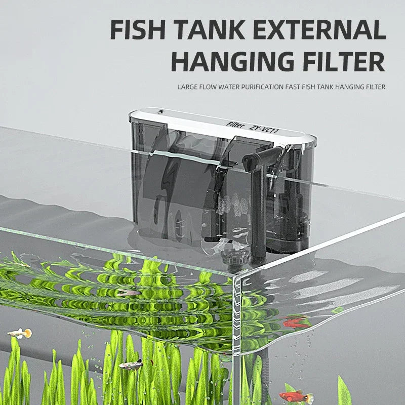 Aquarium 110V 220V Wall-mounted Filter Fish Tank Filter External Grass Tank Filter Water Flow Adjustable Suitable for 30-80CM Vue