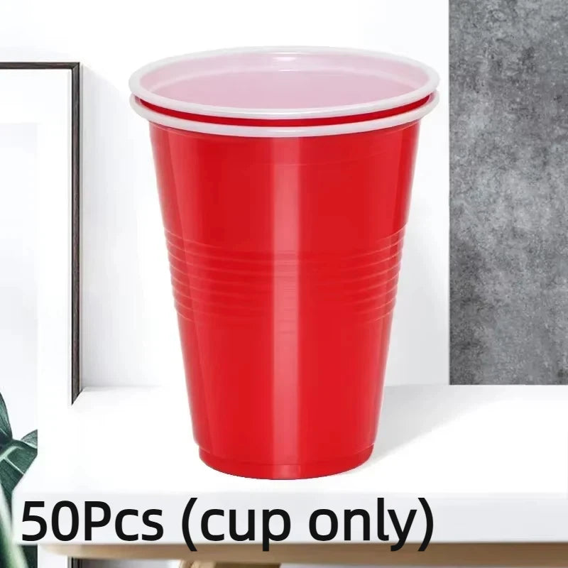 16oz Disposable Plastic Party Cups Bulk 50-Pack – Red & Blue Disposable Party Cups Vue Red 50pcs
