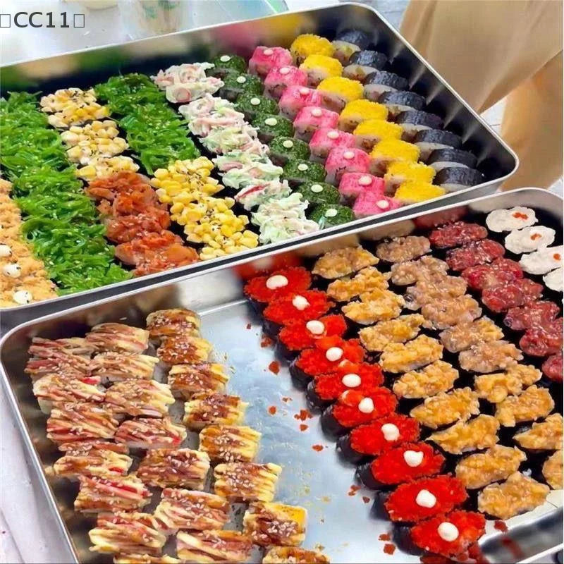 CC11Stainless Steel Sushi Display Plate Rectangle Tray Sashimi