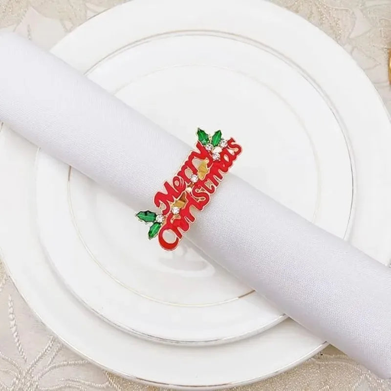 Holiday Christmas Thanksgiving Napkin Ring Holder Decorative Napkin Holder for Family Table Dinner Holiday Table Setting Vue