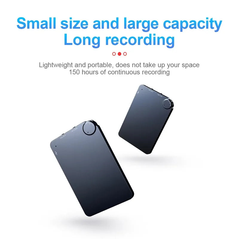 150 Hour Ultra-thin Card Digtal Voice Recorder Oculta 4-64GB Mini Activated Professional Sound Record Flash Drive Dictaphone MP3 Vue
