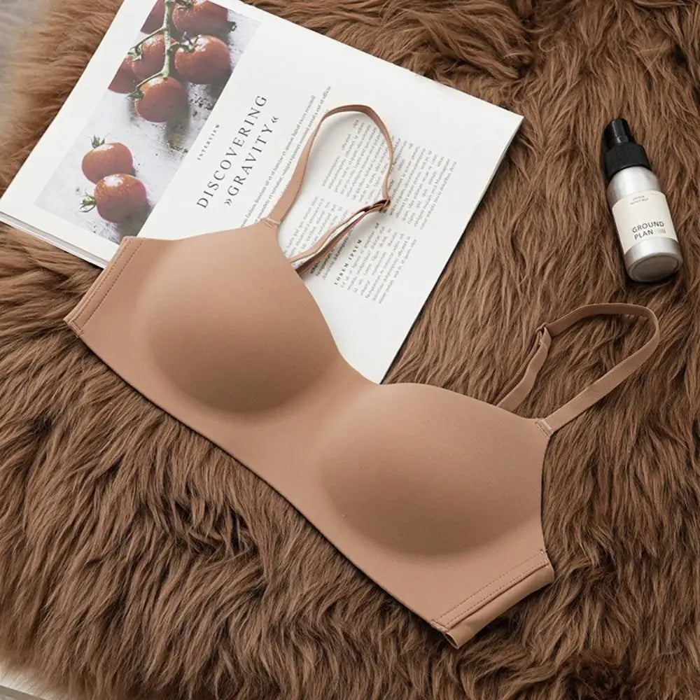 Polyester Wireless Underwear Soft Comfort Push Up Non-wire Beauty Vue brown-L