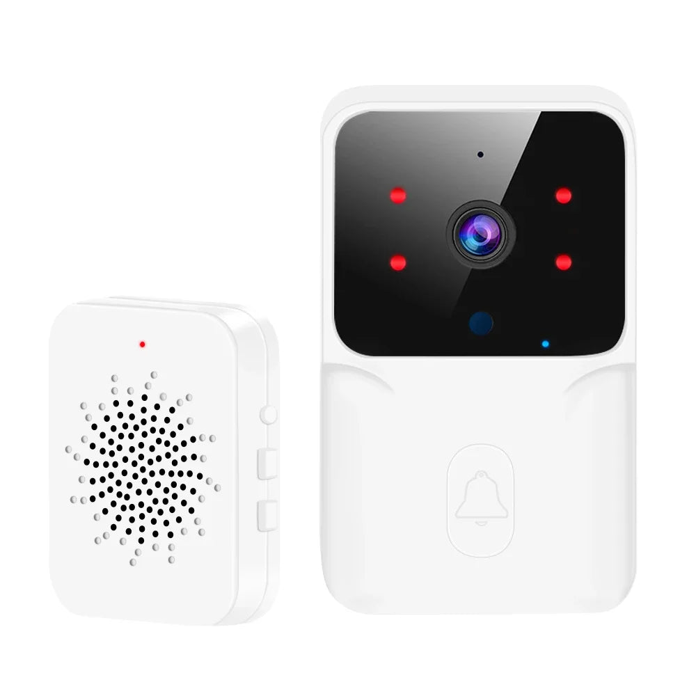 Tuya WiFi Video Doorbell Wireless HD Camera IR Alarm Security Smart Home Door Bell WiFi Intercom for Home with Black&White Color Vue White
