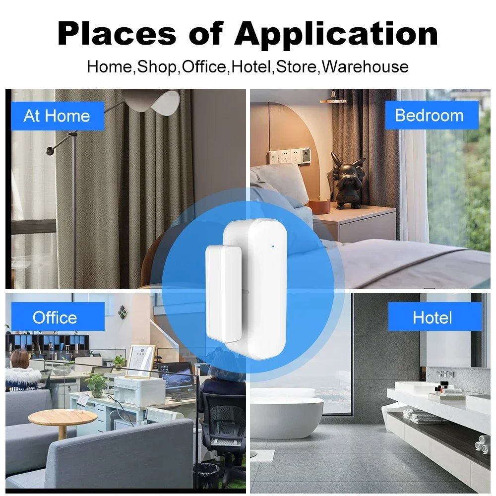 Zigbee3.0 Smart Door Window Sensor Magnetic Open Closed Detector Home Burglar Alarm Remote Monitor Voice Linkage Alexa Google Vue