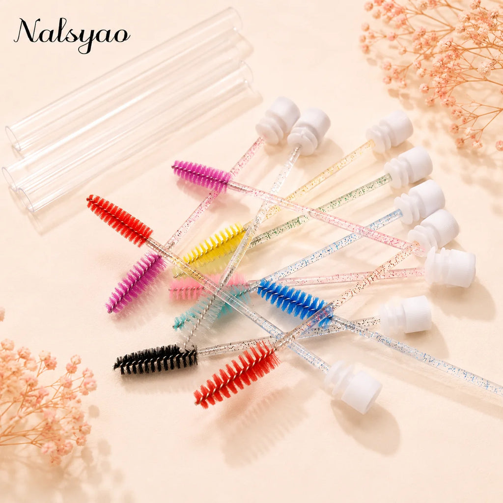 For Eyelash Extension Disposable Mascara Wands Eyebrow Brush Applicator EyeLash Brushes 50pcs Reusable Eyelashes Brush Tube Vue