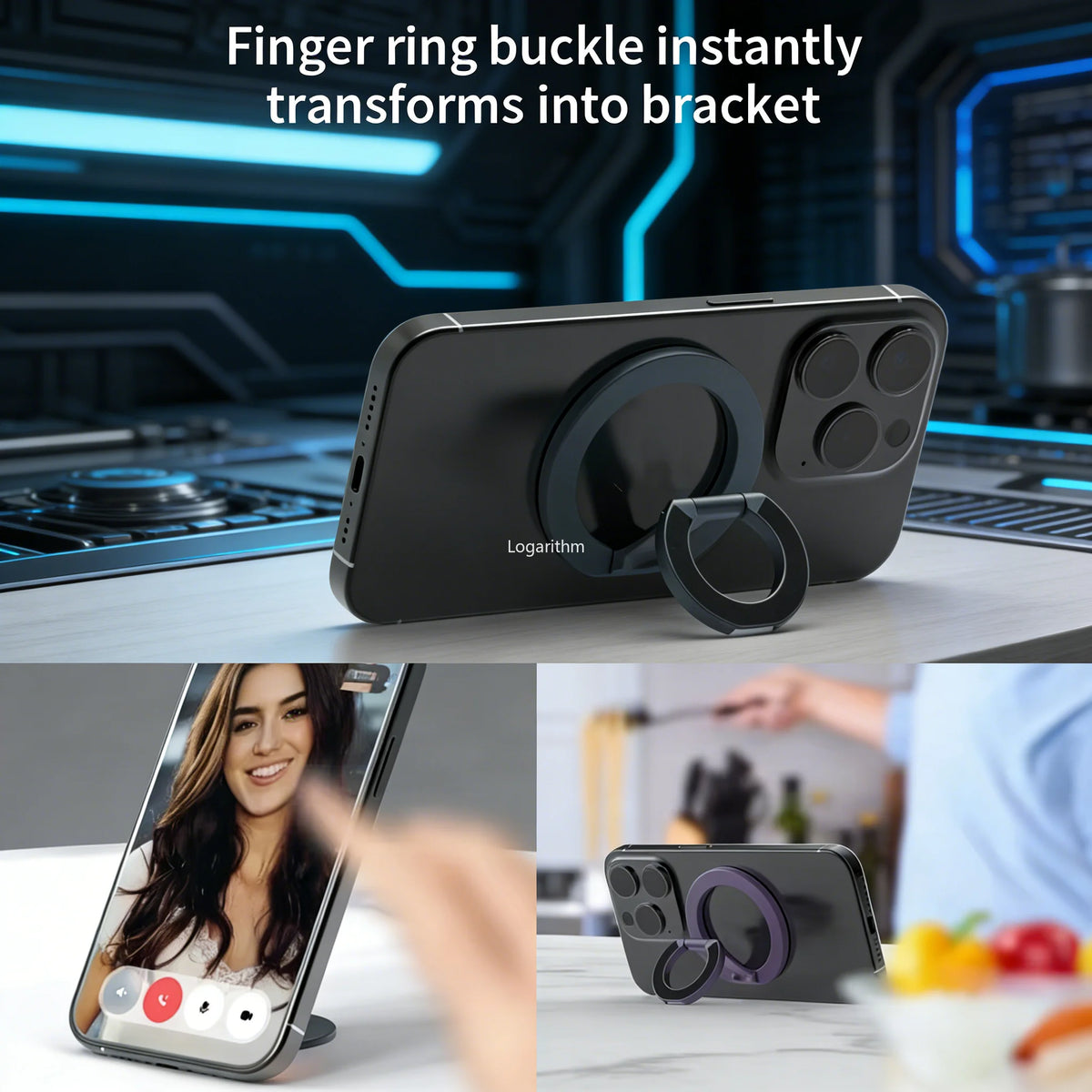 Magnetic Phone Ring Holder 360° Rotation Foldable Stand Double Sided Strong Magnet For Magsafe iPhone 17 -12 Series Samsung Vue